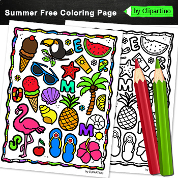 FREE Summer Coloring Page by Clipartino | TPT