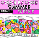 FREE Summer Coloring Pages Color by Code Math and Literacy Pack Editable