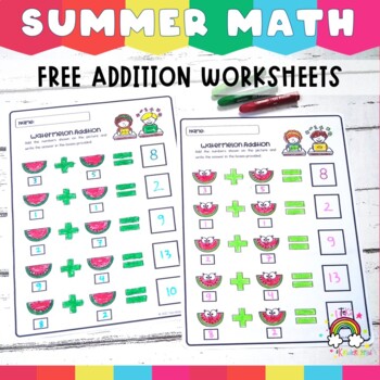 Preview of FREE Summer Math Addition Worksheet