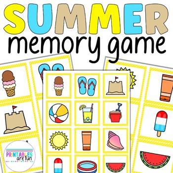 FREE Summer Memory Game | Easy Matching Activity by Printables Are Fun