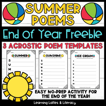 Preview of FREE Summer Poem Template May June No Prep Poem Acrostic Poetry End of Year