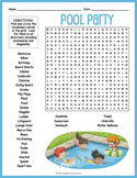 FREE Summer Pool Party Word Search Puzzle Worksheet Activity