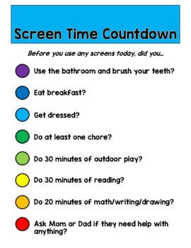 FREE Summer Screen Time Countdown Checklist by Mrs Rose's Class | TPT