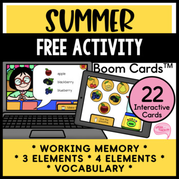 Preview of FREE Summer Smoothie Memory and Recall Speech Therapy Boom Cards™