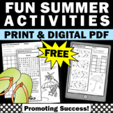 FREE Summer Word Search Vocabulary Worksheets ELA Summer School Packet