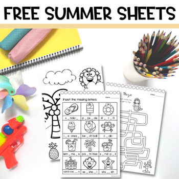 Preview of FREE Summer Worksheets and Activities | Wordsearch, Coloring Pages, Maze