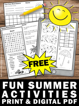 free summer worksheets for second third fourth beach