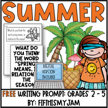 Preview of FREE Summer Writing Prompt | Digital Included