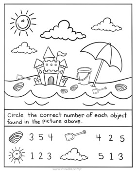 summer color and count picture worksheet no prep by kt creates by katie