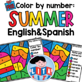 FREE Summer color by number English and Spanish