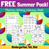 FREE Summer literacy, phonics, writing, math. kindergarten