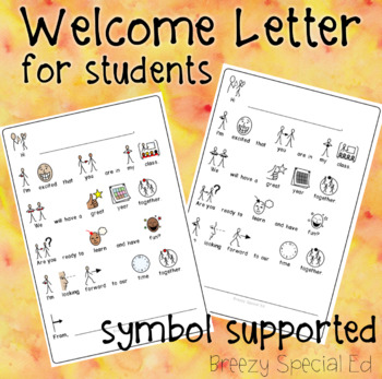 Preview of FREE Symbol Supported - Welcome Back to School Letter - for Students