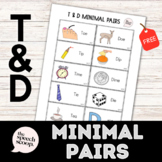 FREE /T/ and /D/ Minimal Pairs Worksheet for VOICING/DEVOICING