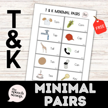 Preview of FREE /T/ and /K/ Minimal Pairs Speech Handout (Fronting/Backing)