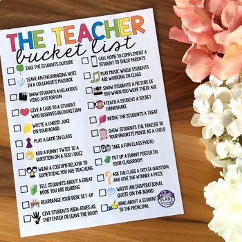 Preview of Free Teacher Bucket List - Back to School Positive Challenges for the Year