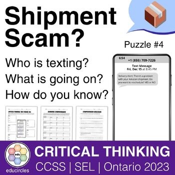 Preview of Amazon Shipping Scam? Critical Thinking Text Puzzle #4 | Digital Literacy
