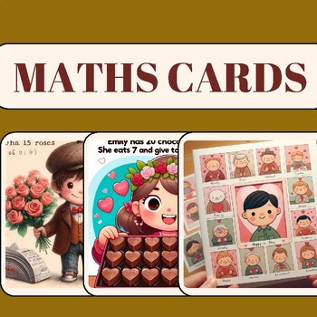 Preview of FREE THANKSGIVING Valentine’s Day Math Cards with Images Maths Ressources