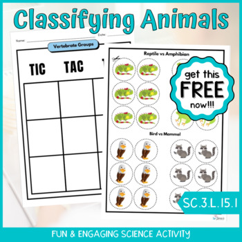Preview of FREE TIC TAC TOE Classifying Animals Fun Science Game