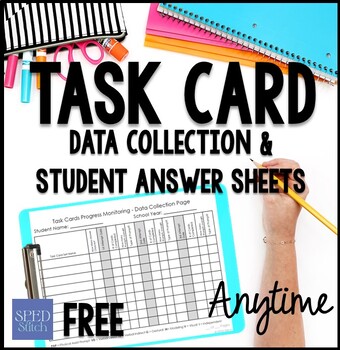Preview of FREE Task Card Data Collection & Student Answer Sheets for Anytime, Anywhere