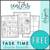 FREE Task Time Choice Boards for Centers, Rotations, or Word Work