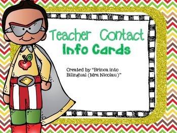 Preview of FREE Superheroes Theme Teacher Contact Info Card - EDITABLE- (Engl and Span)
