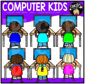 Preview of Computer Kids Clip Art Set {Educlips Clipart}