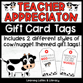 Preview of FREE Teacher Appreciation Chicken Gift Card Tags Chicken Nugget End of School