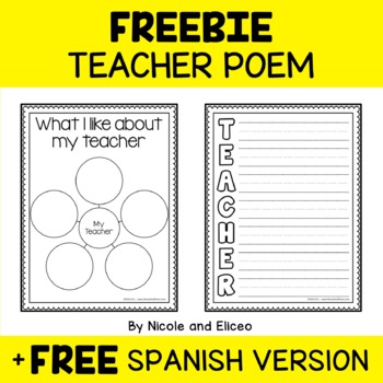 Preview of FREE Teacher Appreciation Writing Activity Craft + Spanish