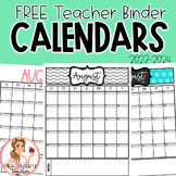 FREE Teacher Binder Calendars