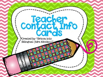 Preview of FREE Teacher Contact Info Card - EDITABLE- (English and Spanish)