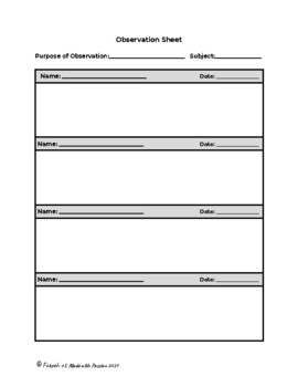 Preview of FREE Teacher Observation Sheet