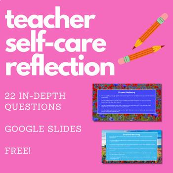 Preview of FREE Teacher Self-Care Reflection Activity