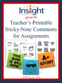 60 Teacher Sticky-Note Comments for Assignments Printable 