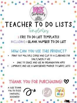 Preview of FREE! Teacher To Do List   l   Quick, Easy and Simple Organisation!