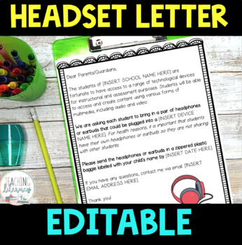 Preview of FREE | Technology Headset Ear Buds Letter | Send Home