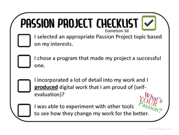 Preview of FREE Technology Passion Projects Checklist