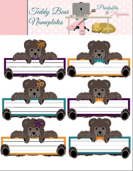 free teddy bear nameplates by printables in pajamas tpt