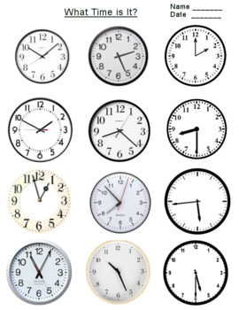 Preview of FREE - Telling Time on Clock Flashcards Worksheet  (K-3)