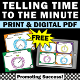 FREE Telling Time to the Minute Task Cards 2nd Grade Math 