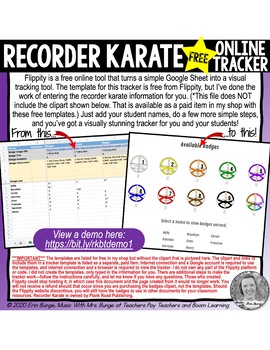 Preview of FREE Templates for Online Recorder Karate Tracking