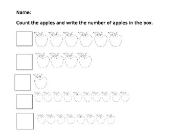 Preview of FREE!! - Ten Apples Up On Top; 1 to 1 Correspondence Worksheet