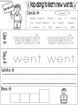 free kindergarten sight word worksheets by top teaching tasks tpt
