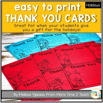 FREE Thank You Cards For The Holidays by More Time 2 Teach | TpT