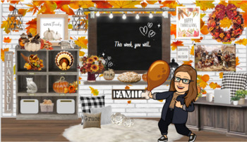 Preview of FREE Thanksgiving Bitmoji Classroom Template