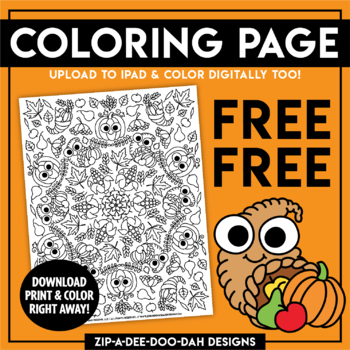 Preview of FREE Thanksgiving Doodle Coloring Page {Zip-A-Dee-Doo-Dah Designs}