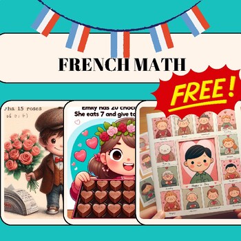 Preview of FREE Thanksgiving French Math Cartes Mathématiques avec Images Maths Ressources