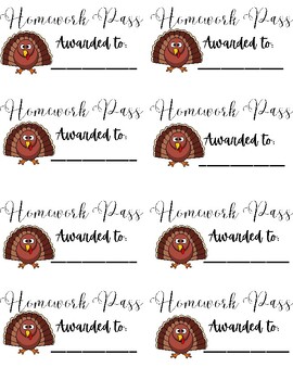 Preview of FREE Thanksgiving Homework Pass