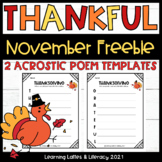 FREE Thanksgiving Poem Template Acrostic Poem Thankful Gra
