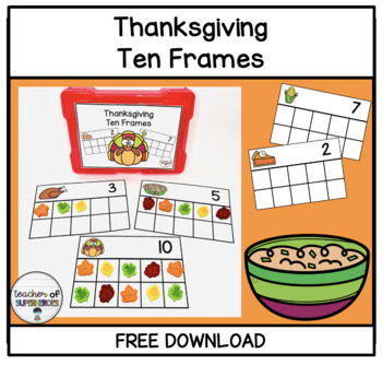 Preview of FREE Thanksgiving Ten Frames (Thanksgiving Math Task Box)