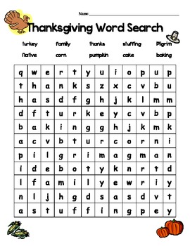 FREE Thanksgiving Word Search by Ms Reis | Teachers Pay Teachers